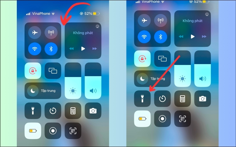  Nhấn và giữ biểu tượng đèn pin