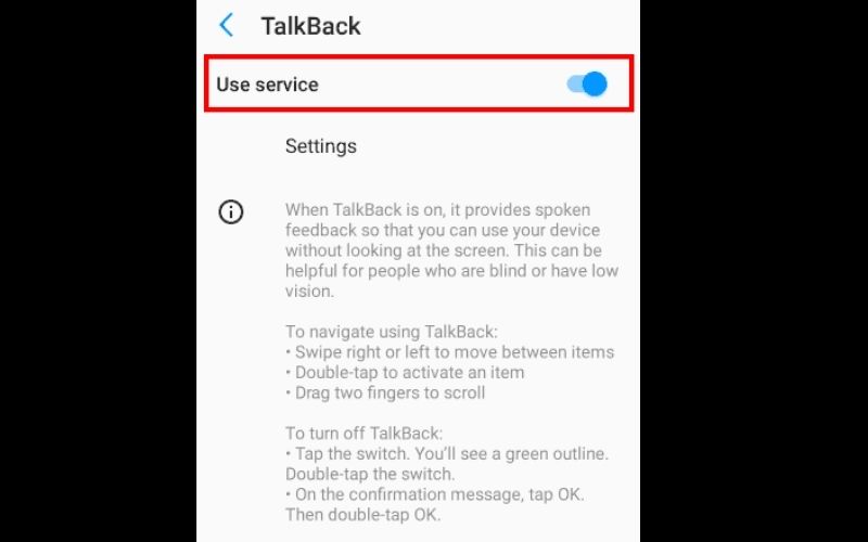 Cách tắt tính năng Talkback