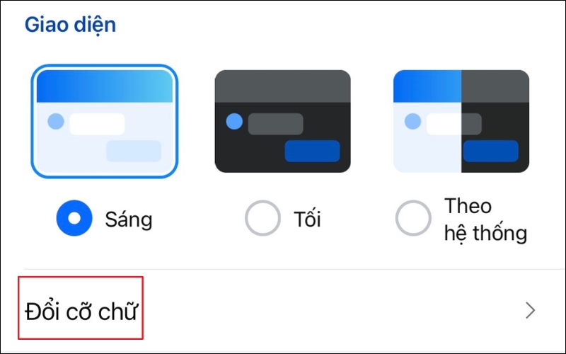 Nhấn vào Đổi cỡ chữ