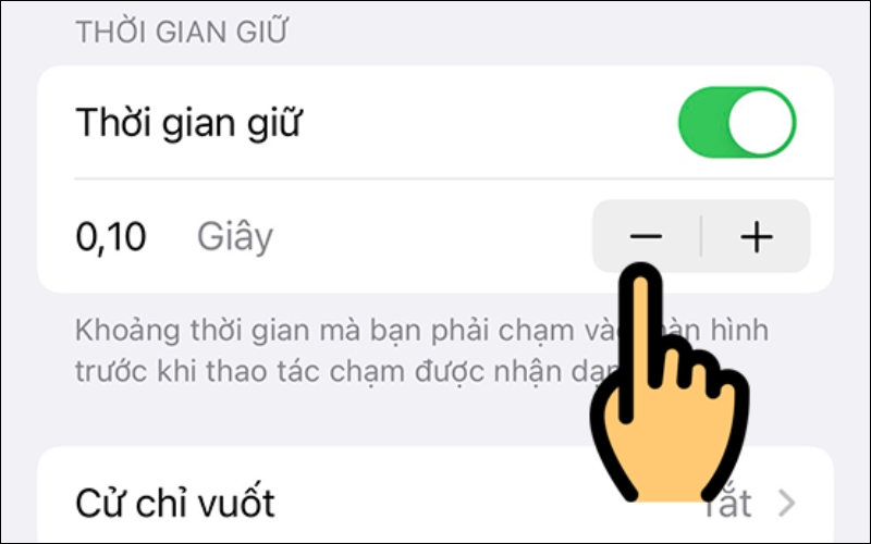 Điều chỉnh hai nút (+) và (-)