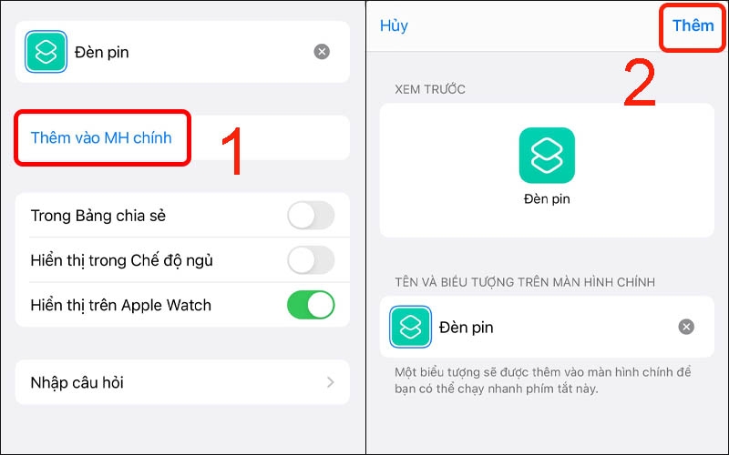 Chọn Thêm vào màn hình chính và nhấn Thêm