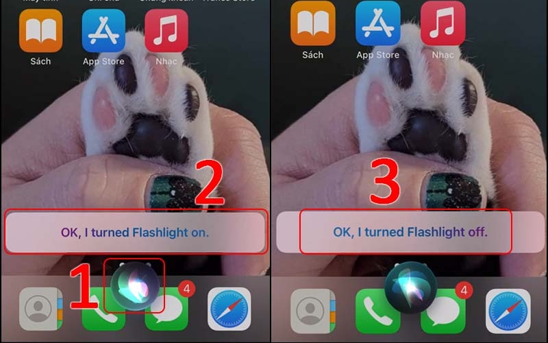 Dùng Siri bật/tắt đèn pin