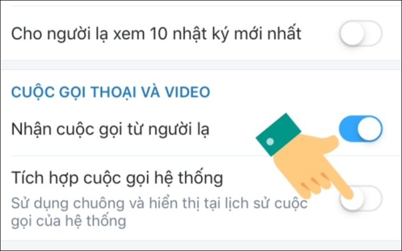 Tắt tính năng Tích hợp cuộc gọi hệ thống