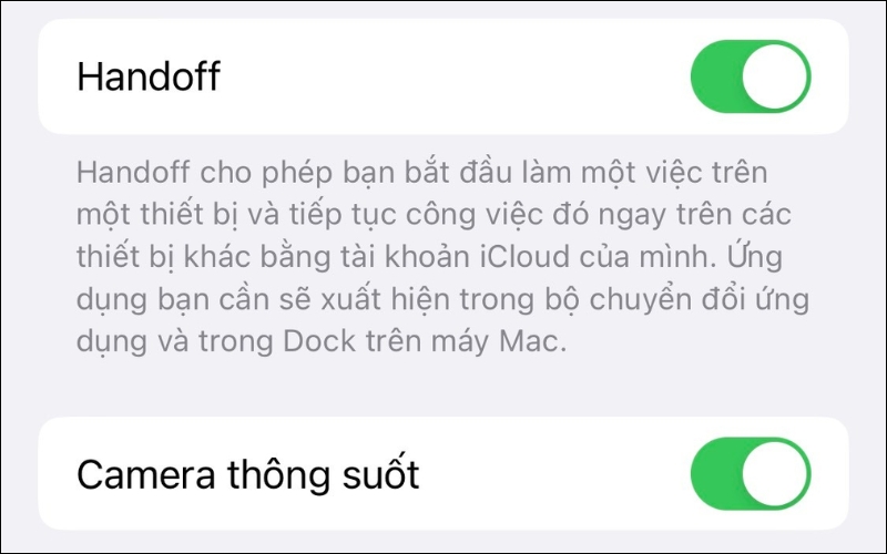 Tắt tính năng Handoff cho ứng dụng đang được gợi ý