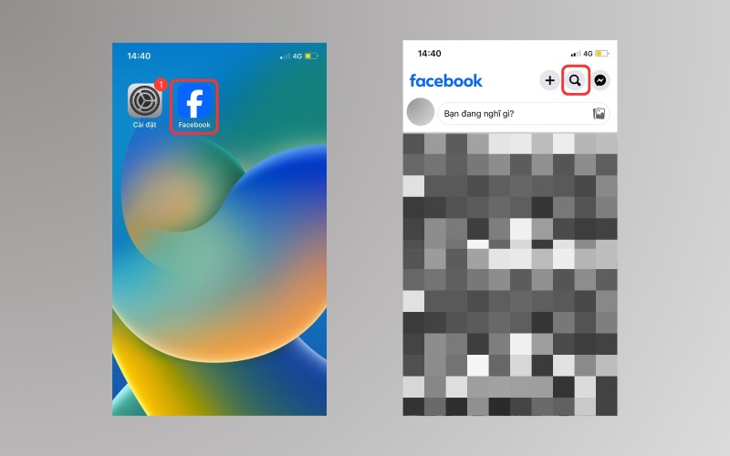 Mo ung dung Facebook tren iPhone cua ban va vao muc tim kiem