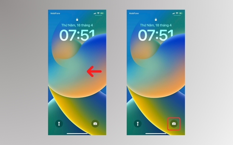 Cách bật camera nhanh ở màn hình khóa trên iPhone