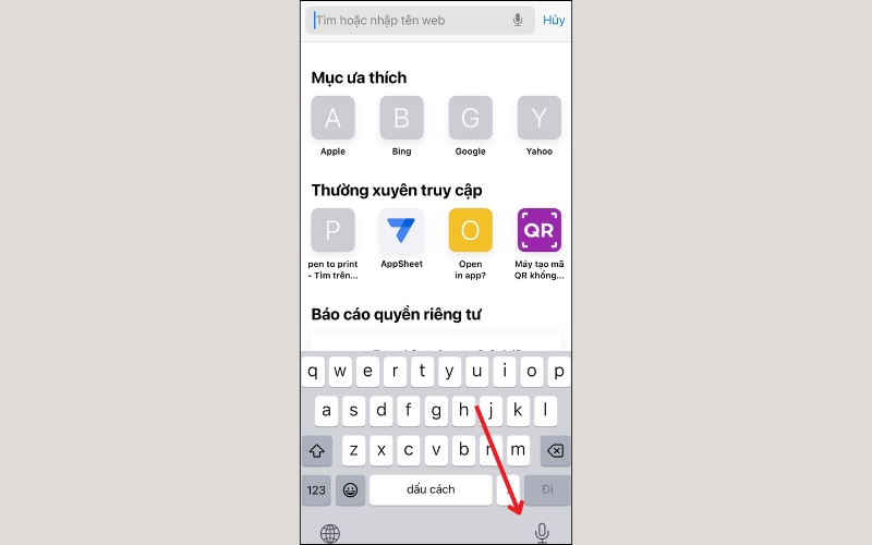 Tìm kiếm bằng giọng nói trên iPhone qua bàn phím