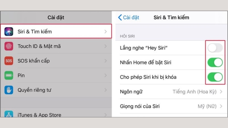 Tắt trợ lý giọng nói Siri