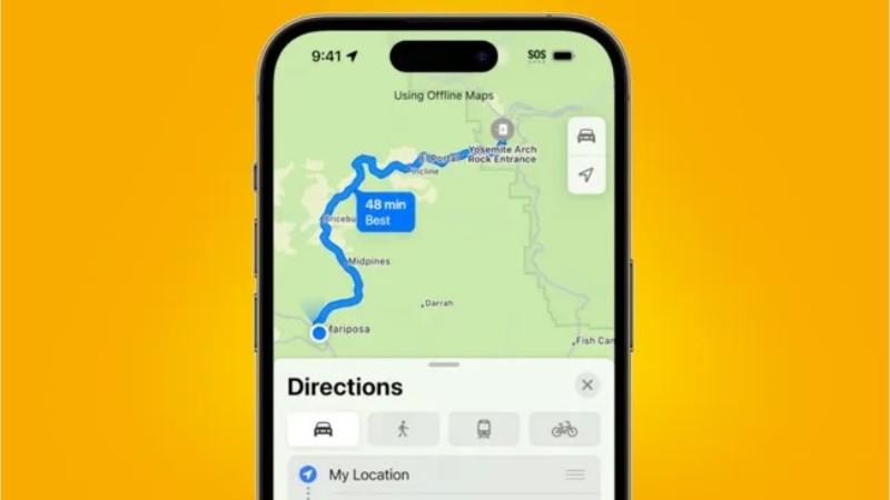 Sử dụng bản đồ ngoại tuyến (Apple Maps)