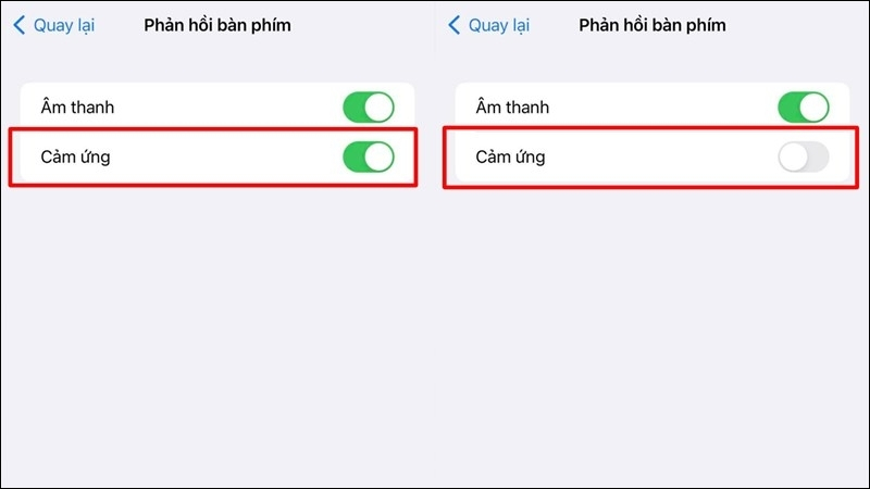 Tắt bàn phím phản hồi xúc giác