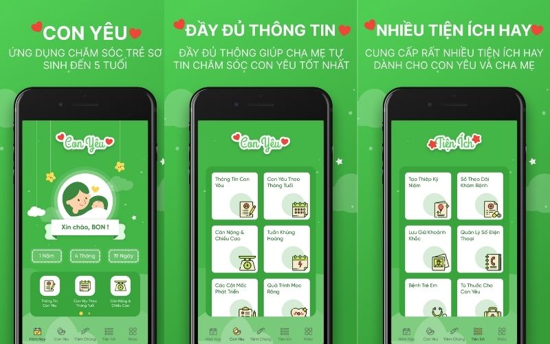 Ứng dụng hướng dẫn chăm sóc con từ sơ sinh đến 5 tuổi