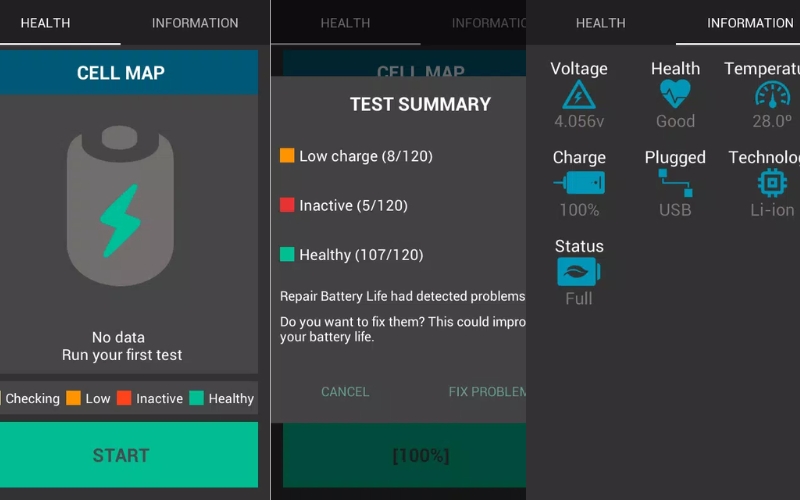 Battery Repair Life PRO - Calibrate and Optimize cung cấp các chỉ số cụ thể và chính xác liên quan đến pin