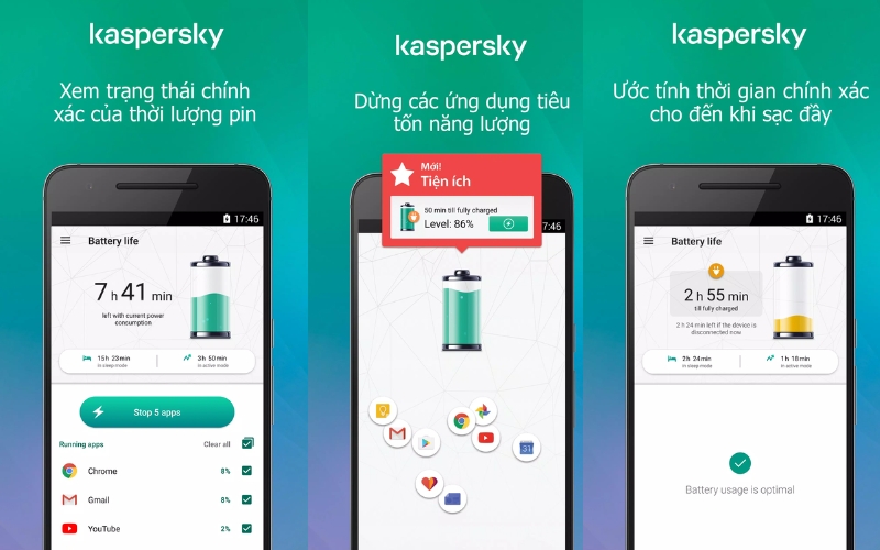 Kaspersky Battery Life là ứng dụng tối ưu pin Android hiệu quả