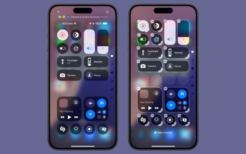 Trung tâm điều khiển trên iOS 18 cũng được đại tu với thiết kế mới