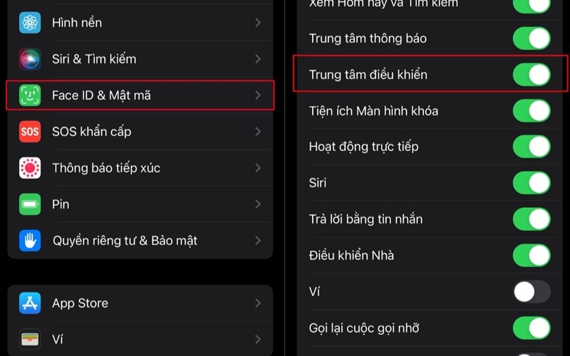 Chọn Face ID & Mật mã