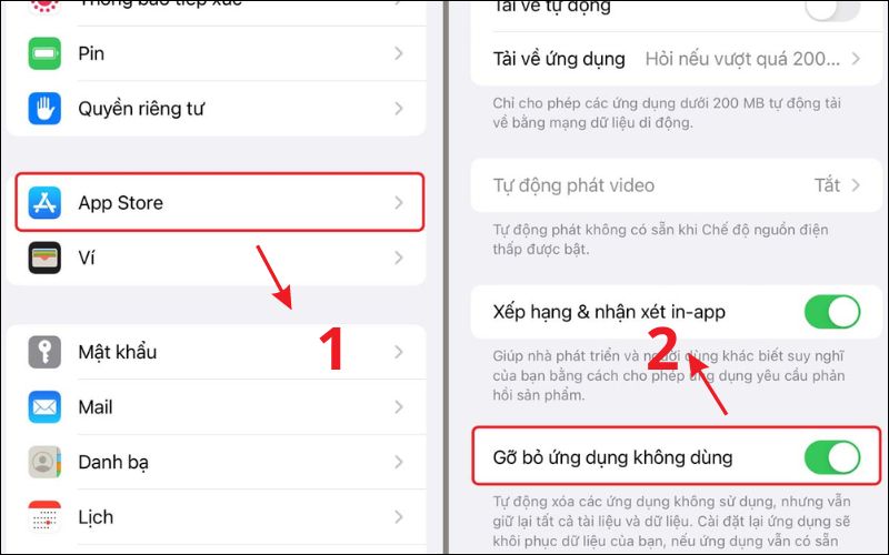 Vào mục App Store đê gỡ các ứng dụng không sử dụng