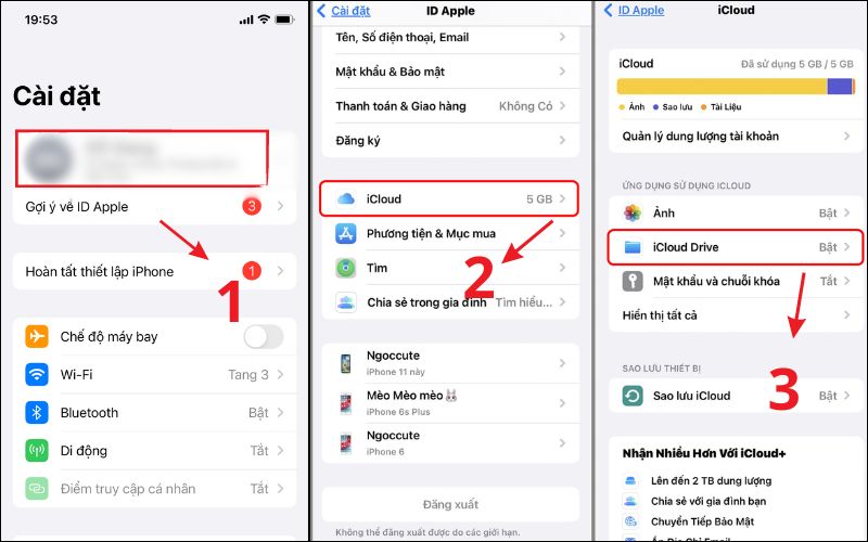 Bạn tìm và vào iCloud Drive để tiếp tục thao tác