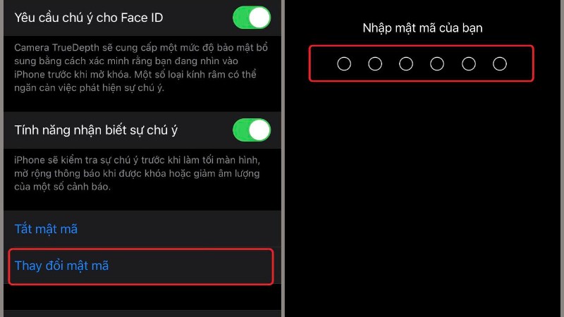 Sử dụng Face ID/Touch ID