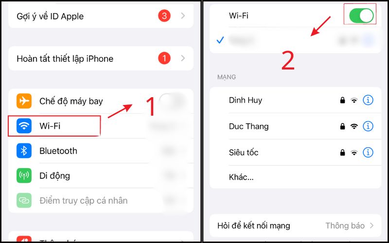 Khởi động lại kết nối Wi-Fi để chắc rằng bạn có kết nối ổn định