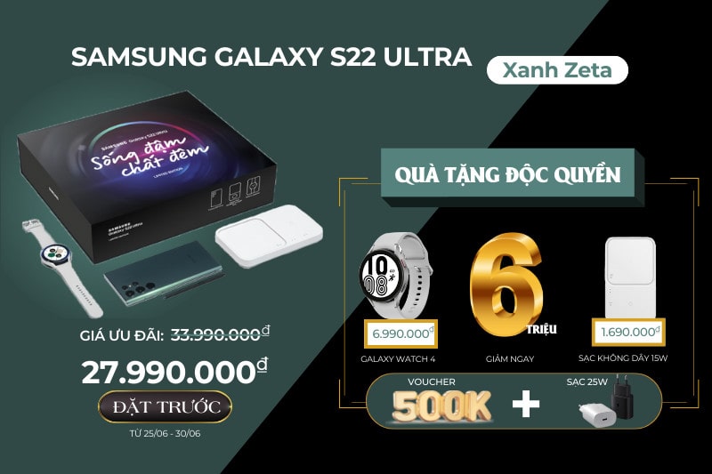 Đặt trước Galaxy S22 Ultra Sống Đậm Chất Đêm - Phiên bản giới hạn giá chỉ 27,9 triệu